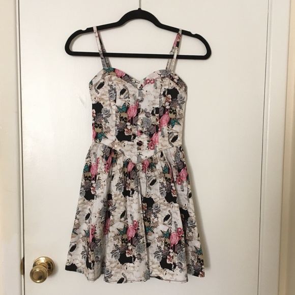 Hell Bunny Dresses & Skirts - Hell Bunny Flamingo & Skulls Eden Mini Pinup Dress